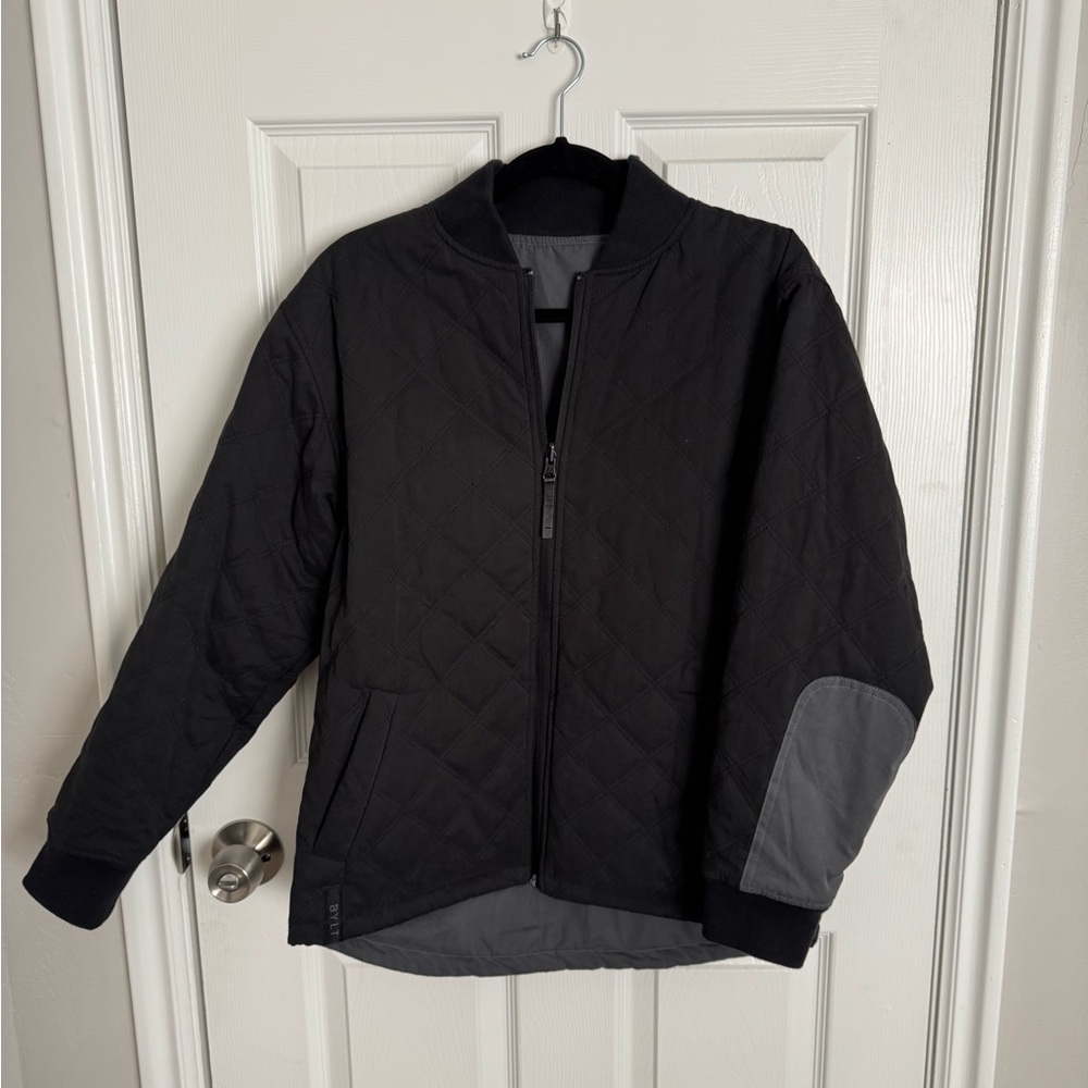 BYLT Basics Hi-lo Bomber Jacket Reversible Black Grey Performance Size S